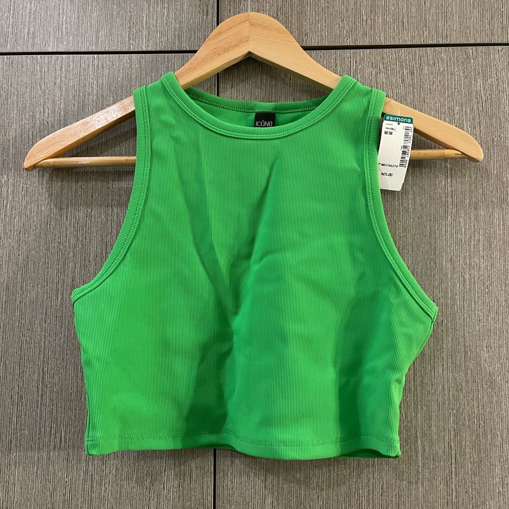 Bright Green Ribbed Crop Top